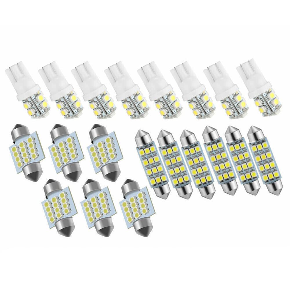 20 szt. T10/31 mm/42 mm Wewnętrzne żarówki LED do samochodu 6500 K LED wewnętrzne żarówki zapasowe do tablicy rejestracyjnej do wnętrza samochodu mapa drzwi oświetlenie tablicy rejestracyjnej