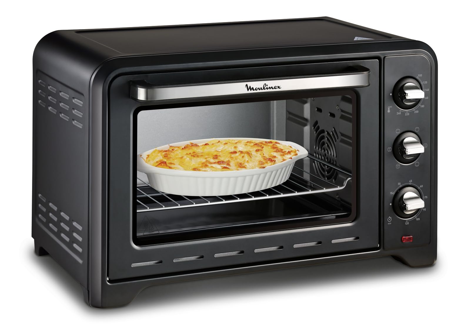 Moulinex Ox4648 Optimo Forno Elettrico Ventilato 33 Litri, Potenza 1600 W, Max 120°C, Forno per Pizza, Carne, Pesce, Dolci, Fornetto Elettrico, 6 Modalità di Cottura, Timer, 2 Accessori, Nero