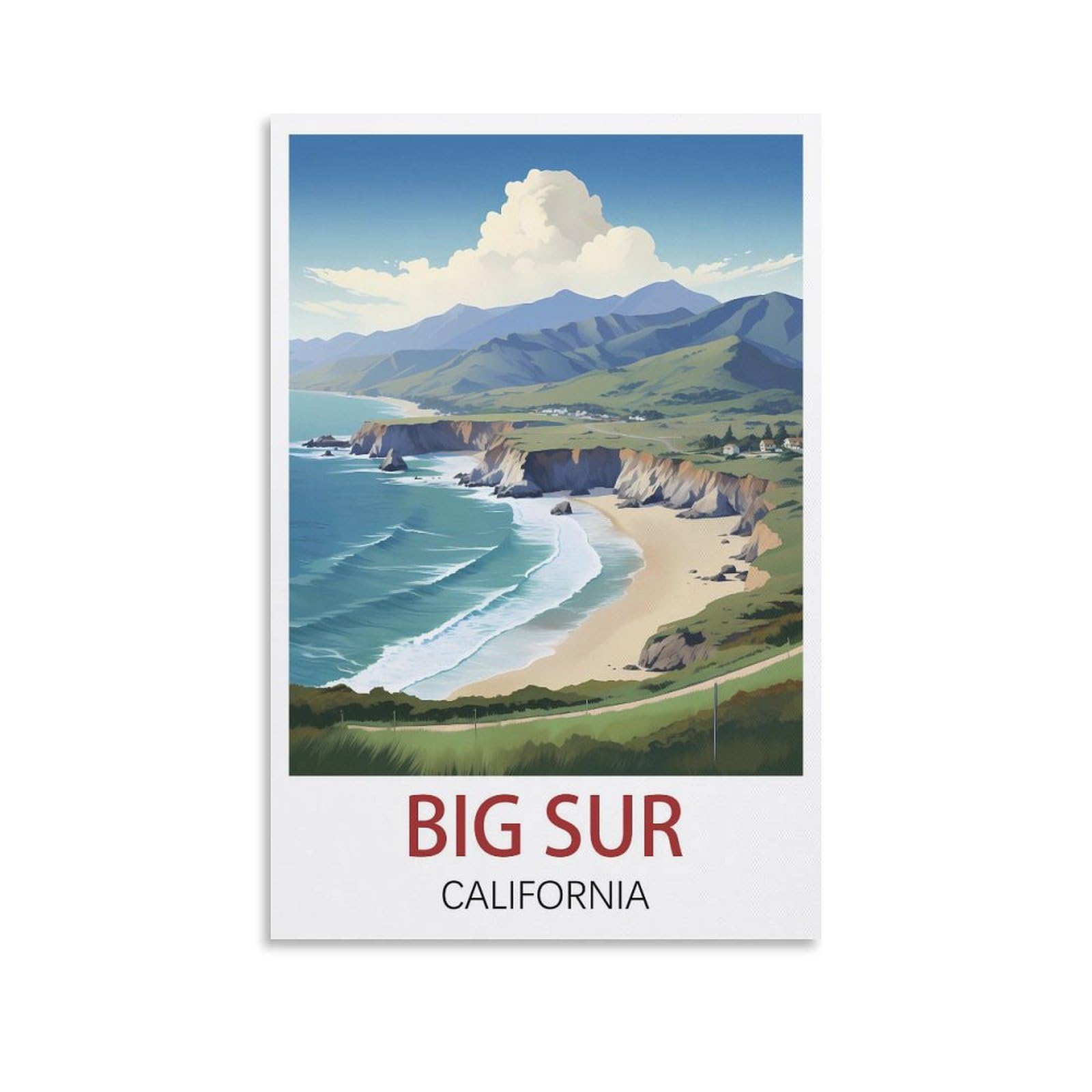EZMLFA 5D Diamond Art Kits for Beginner,Big Sur California,Beginners,DIY Full Round Drill Diamond Dot Gem Art Kits for Adults,Crafts for Decor 30x40cm