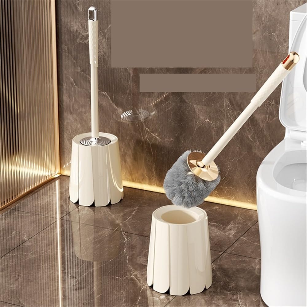 1 brosse de toilette avec base à manche long, nettoyage en profondeur