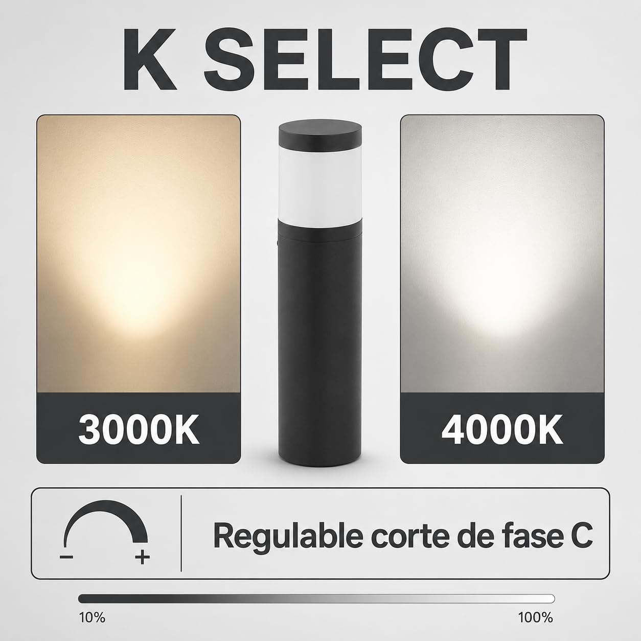 Ikona Lámpara de Jardín Exterior, Negro, LED SMD 7W | Aluminio, 3000 K/4000 K, IP65, Ideal para Jardines y Terrazas