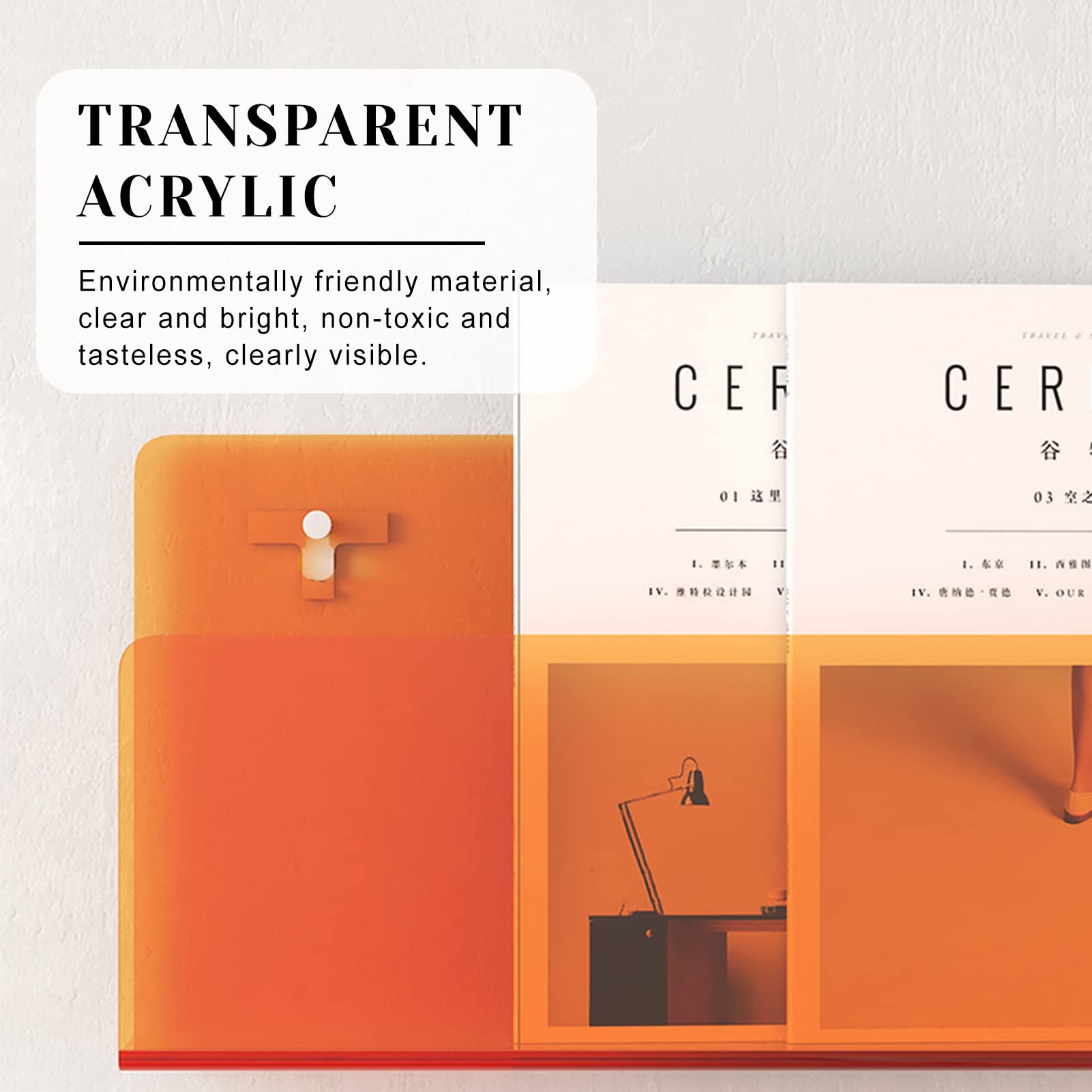 Paniers de rangement décoratifs pour brochures et documents Orange 60 cm