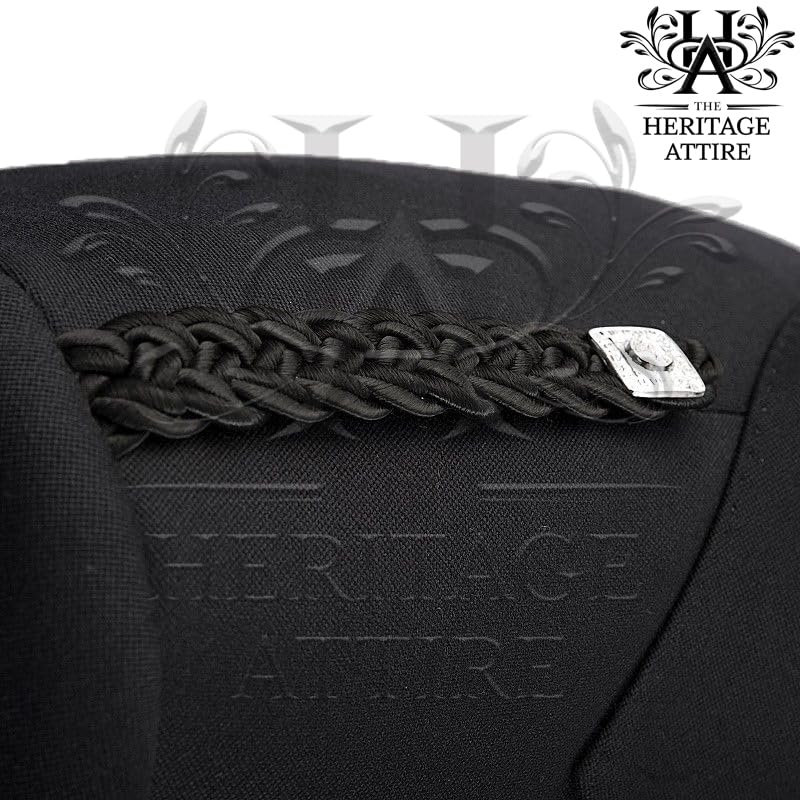 Scottish Handmade Prince Charlie Jacket with 3 Button Waistcoat | Wool Argyle Kilt Jacket3