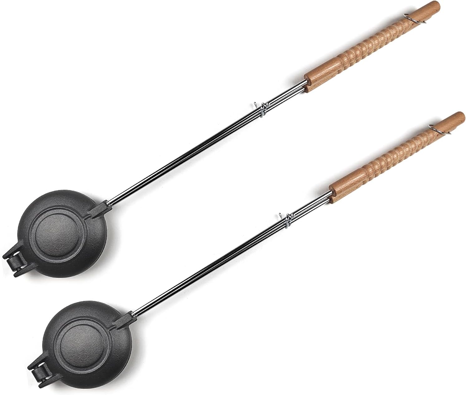 Cast Iron Sandwich Grill - Handheld Pie Iron, Sandwich Maker, Panini Press - Set of 2 - 28.3"L x 4.31"W x 1.97"H - Ready to Use, Oven Safe