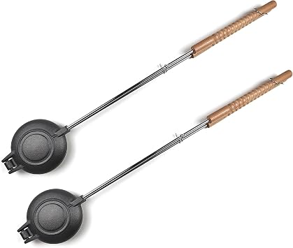HAWOK Cast Iron Sandwich Grill - Handheld Pie Iron, Sandwich Maker,Panini and Sandwich Press set of 2......