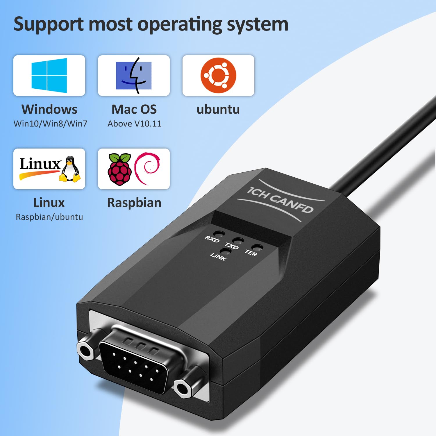 USB to CAN FD Cable USB2CAN USB to CAN Converter Adapter SavvyCAN-FD-C Up to 12Mbps for Raspberry pi,pc,Windows,Linux,arm Boards