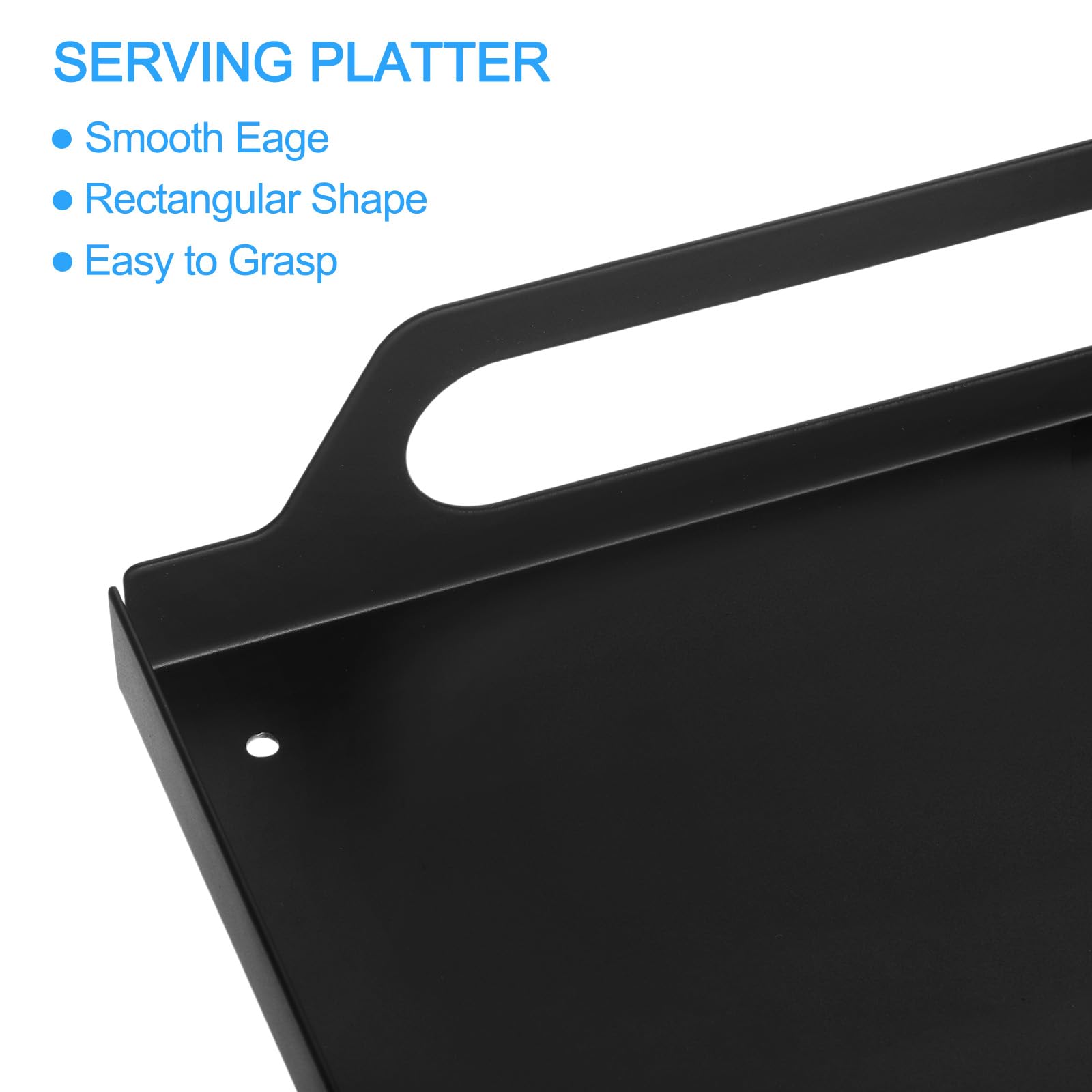 uxcell Metal Serving Tray with Handles 7.8" x 12" Rectangular Coffee Table Tray Decorative Tray for Bathroom Kitchen Living Room Black - Image 3