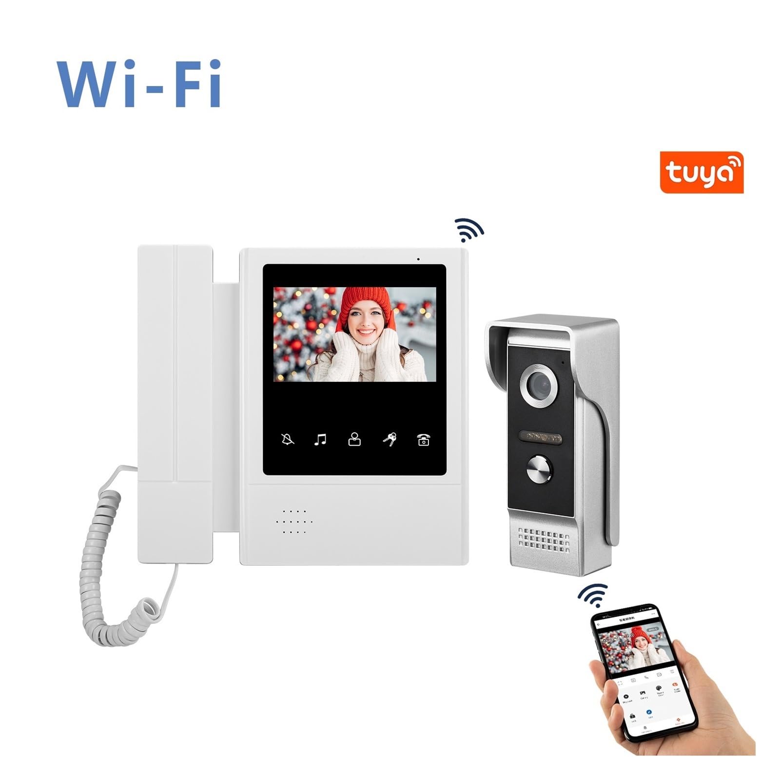 Timbre con Vídeo Inteligente Tuya, Aplicación Móvil, Remoto, Desbloqueo, WiFi Audio Bidireccional