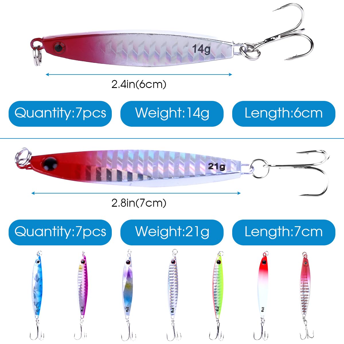 WASAGA Meeresspinner Köder 4er Set - 60g/80g/160g/200g Für Barsch & Makrele