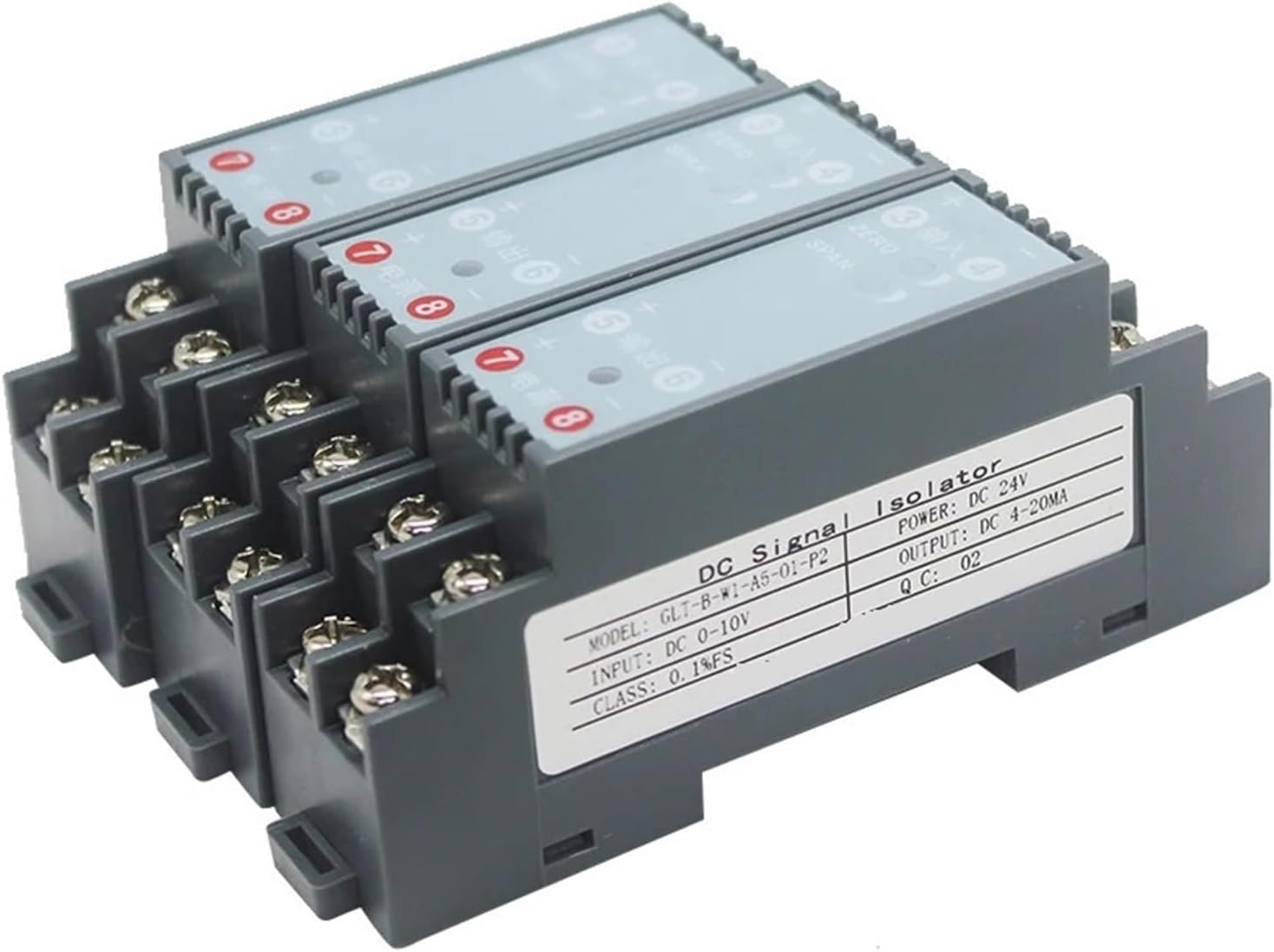 GLT-B 0-10V DC Signal Converter 4-20mA Signal Isolation Transmitter high Voltage Current Transmitter(0-100V to 4-20mA)