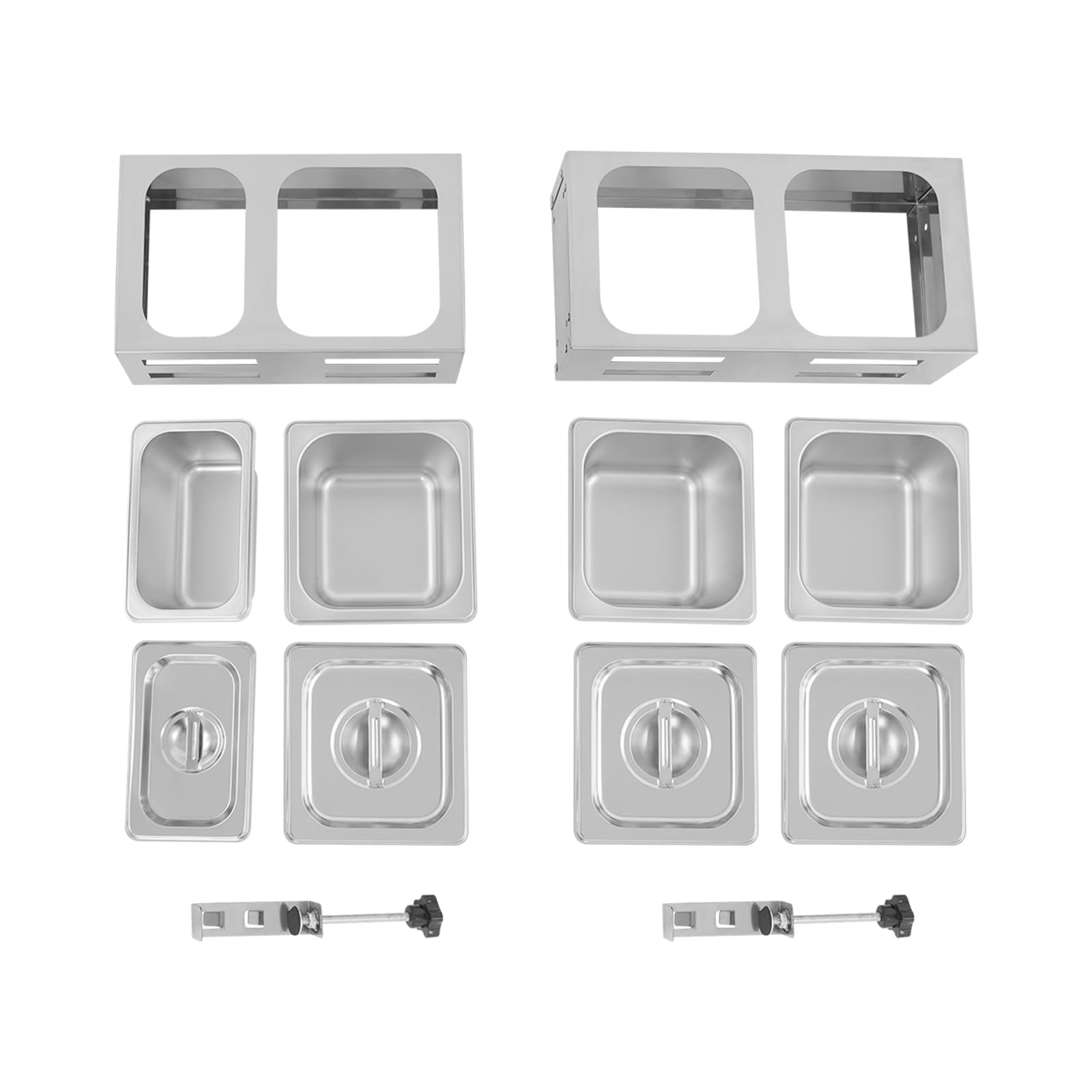 Contenitore per spezie in acciaio inox, da cucina, per spezie, da cucina, con 4 scomparti e 2 supporti per cucina, ristorante, buffet