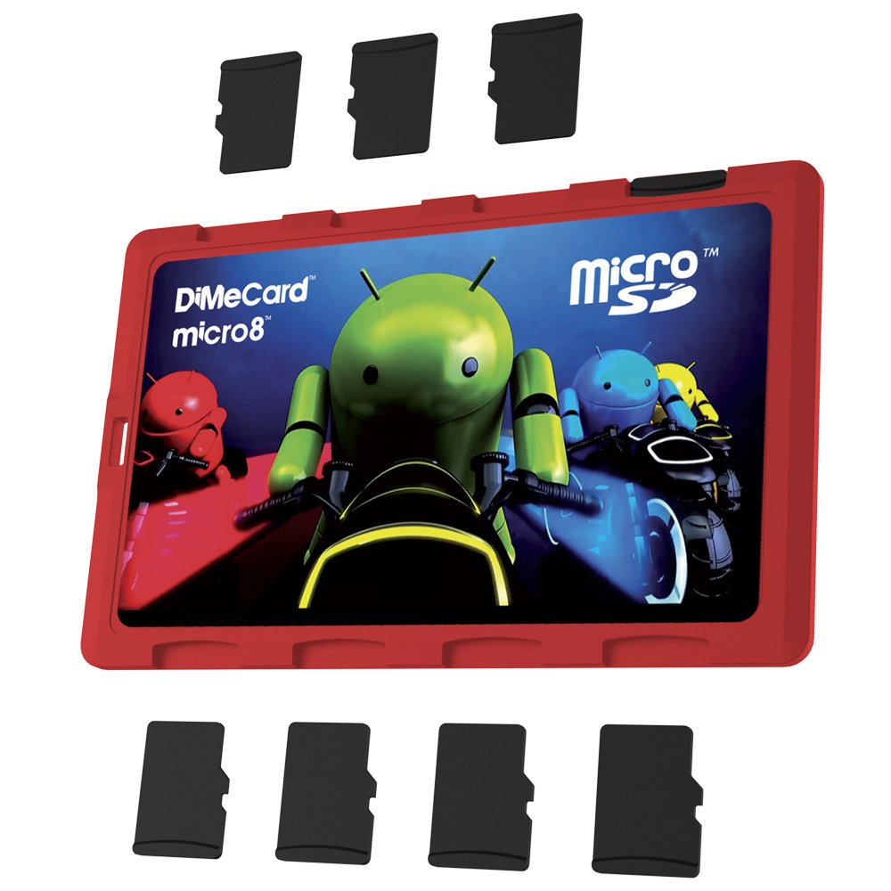 micro8 microSD Memory Card Holder ANDROID LIGHT CYCLE EDITION (Ultra thin credit card size holder, writable label)