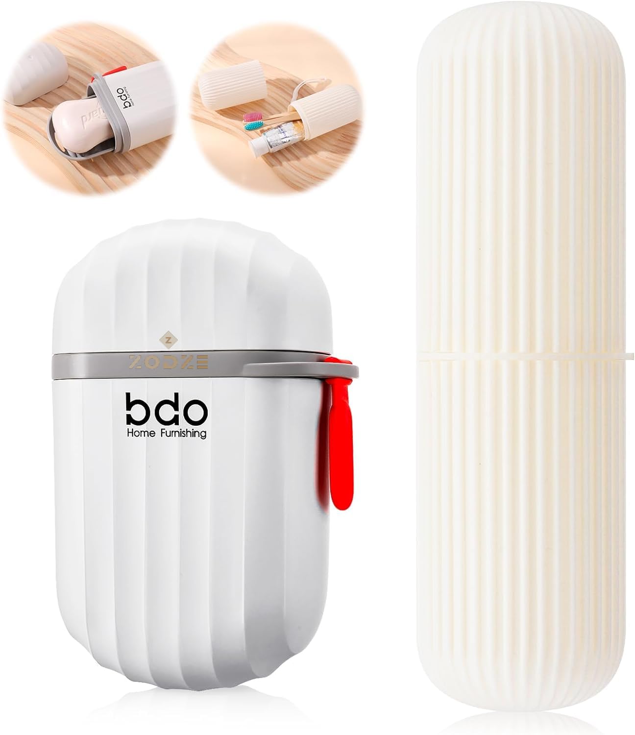 Plastic Travel Soap Box With Toothbrush Case, Durable Waterproof Lid, Portable Toothpaste Holder for Bathroom, Camp, Outdoor (Grey and Off White)