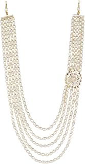 I Jewels 5 Layered Traditional Gold Plated Dulha Moti Mala with Kundan Maharaja Haar/Groom Necklace For Men (MLP57W) Price In India