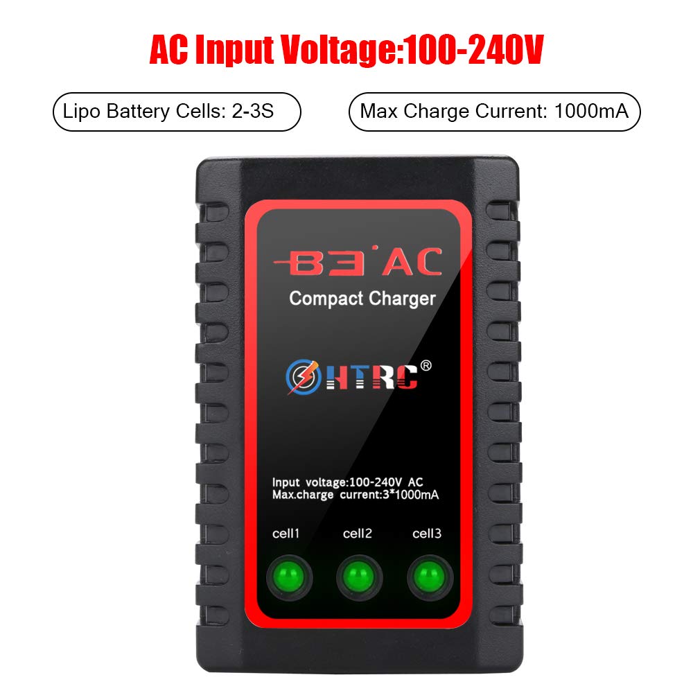 Haisito Caricabatterie Lipo per Pacco Batteria 2S 3S (7,4 V, 11,1 V), Compatto Caricabatterie Rapido Bilanciamento Batteria Caricabatterie (100-240 V) per RC Quadcopter Drone Car Boat