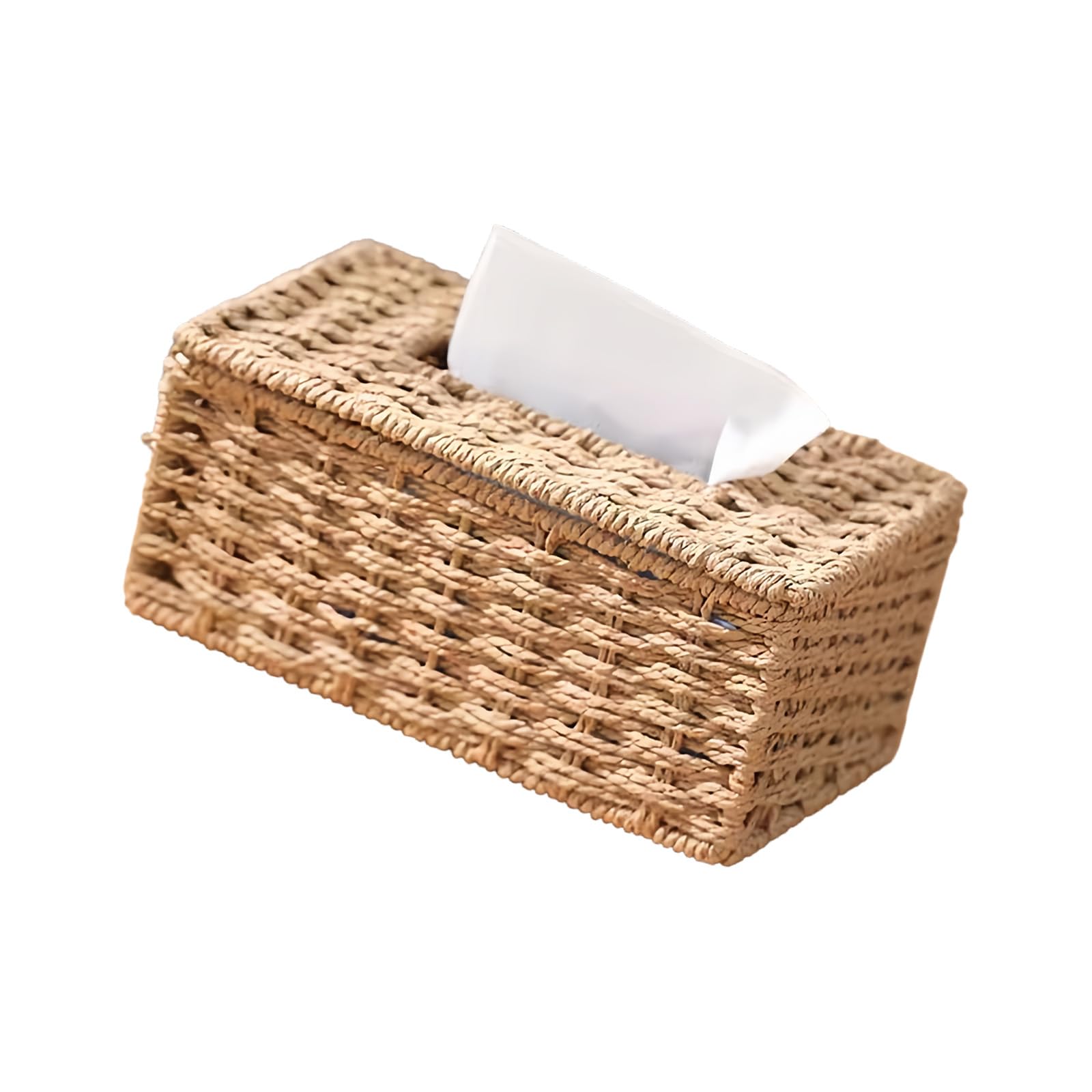 Mekalero Handwoven Rattan Styles Tissue Box Handcraft Natural Fiber Storage Organizers for Kitchen Dining Table Easy Cleaning Rattan Look Tissue Case