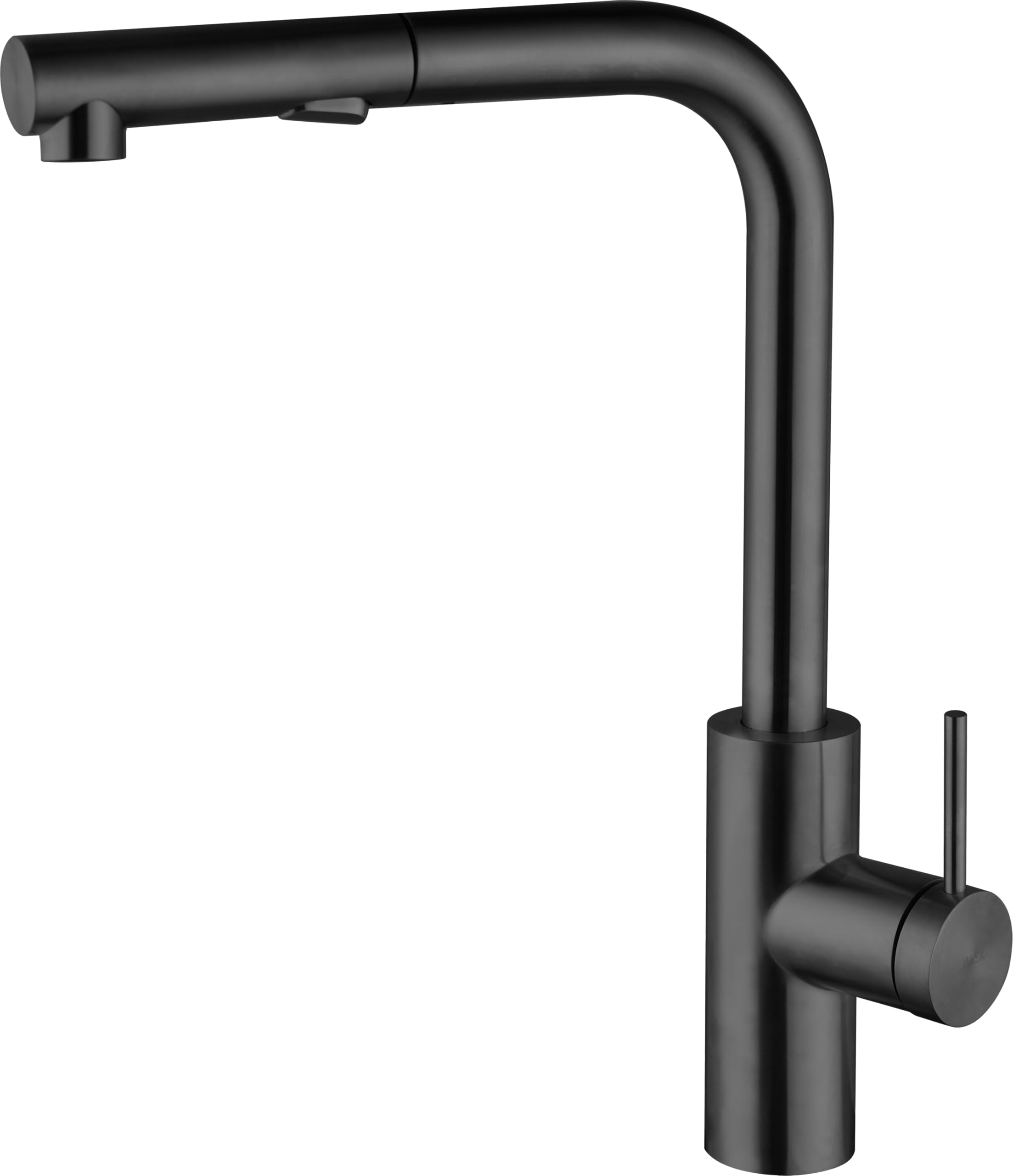 IMEX - Grifo Cocina Extraíble Negro | Grifo Monomando Fregadero con Doble Difusor | Griferia Cocina con Ducha Flexible 360º | Grifería en Latón | Serie Oporto | Color Black Gun Metal