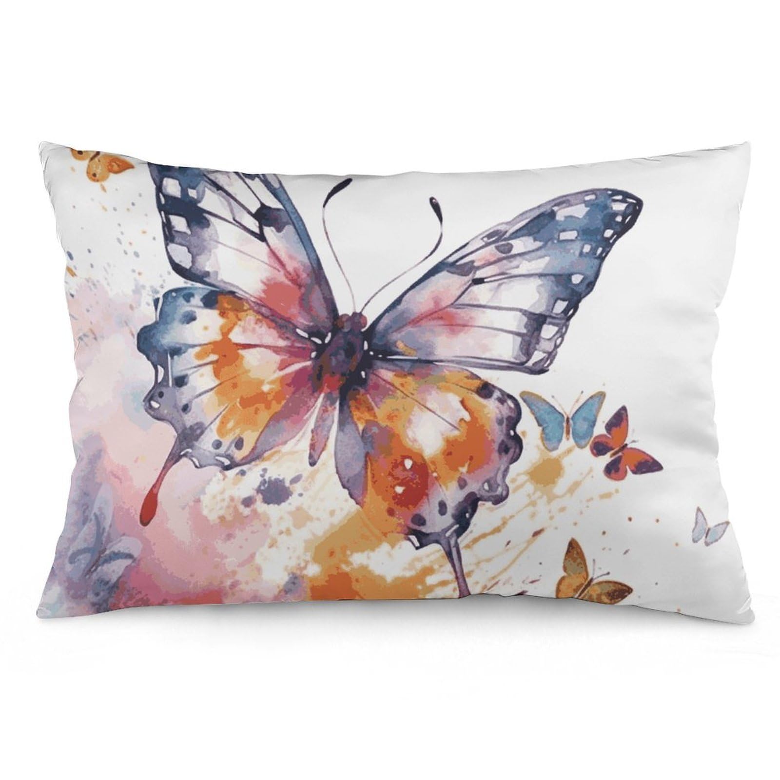 2 Pack Pillow Cases for Hair and Skin, Soft Breathable Pillow Case Covers with Hidden Zipper, Watercolor Butterfly Pillowcase 12 "x20 Pillow Covers for Sleeping Gift