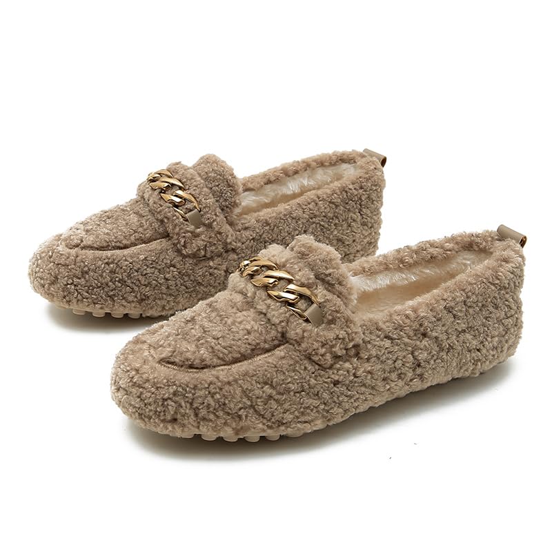 Slip on Loafer for Women Moccasin Slippers Warm Faux Fur Lined Slip on Shoes Women Fuzzy House Shoes for Women