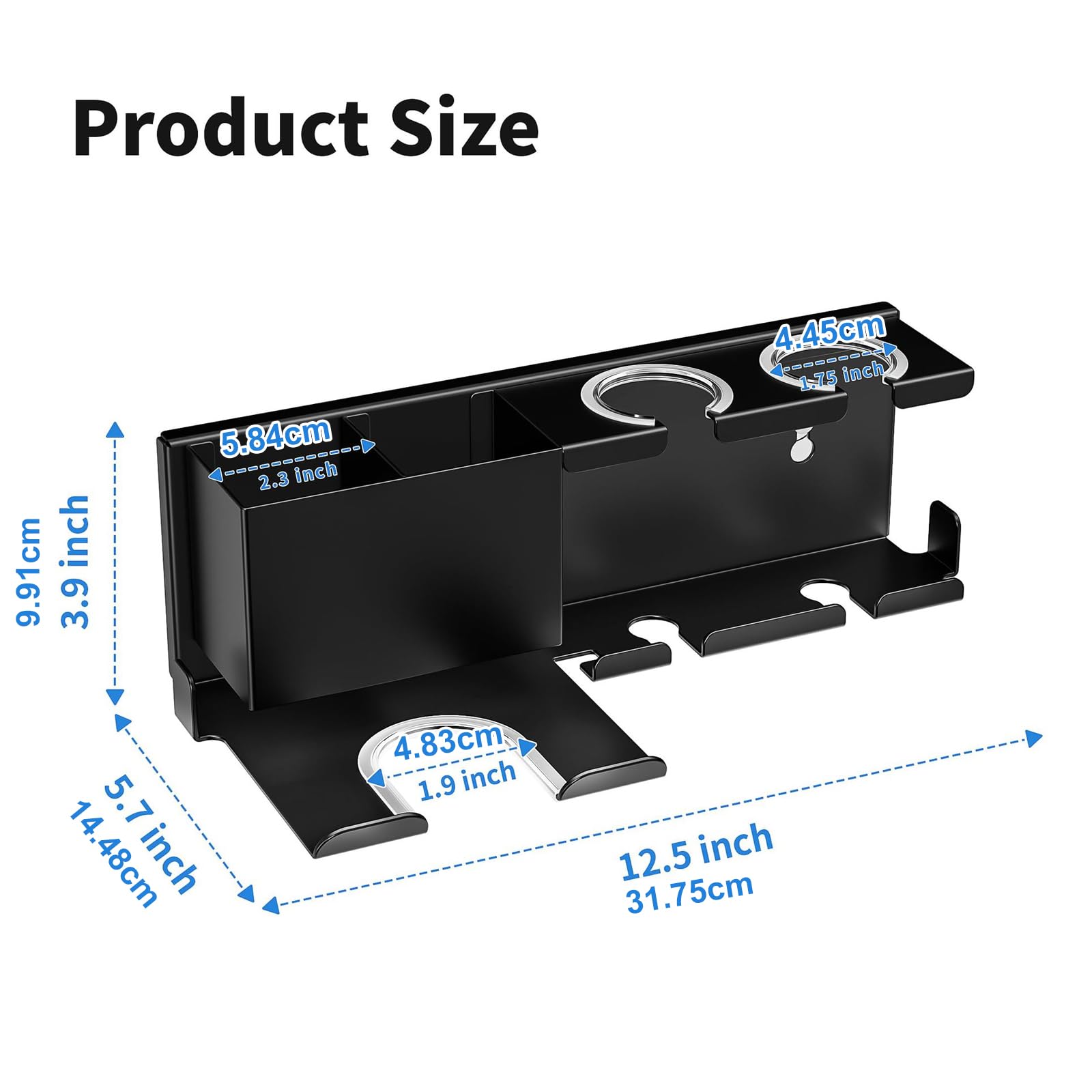 Materiales de Acero Carbono Colgador y Estante de Doble función Acabado Inoxidable para Styli Portaherramientas para Cabello Profesional Estante Multifuncional para secador de