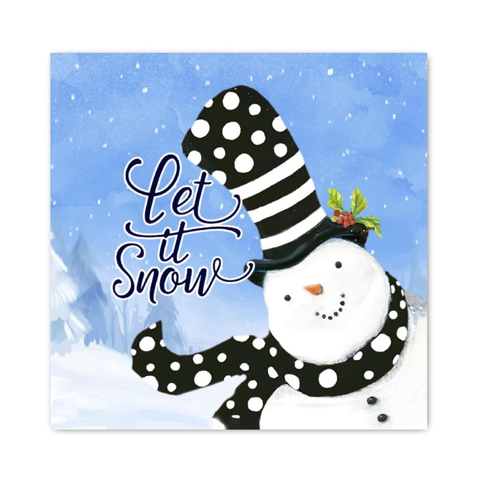 Plaque bois Noël Let It Snow suspension murale déco maison rustique