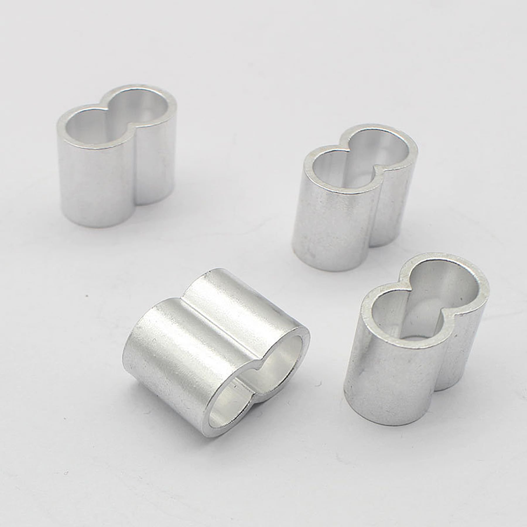 100 Aluminium-Pressklemmen Doppelhülsen 2 Mm – Würgeklemmen Für Drahtseile, Silber, Für Heimwerker & Industrie – Einfach Verpresst