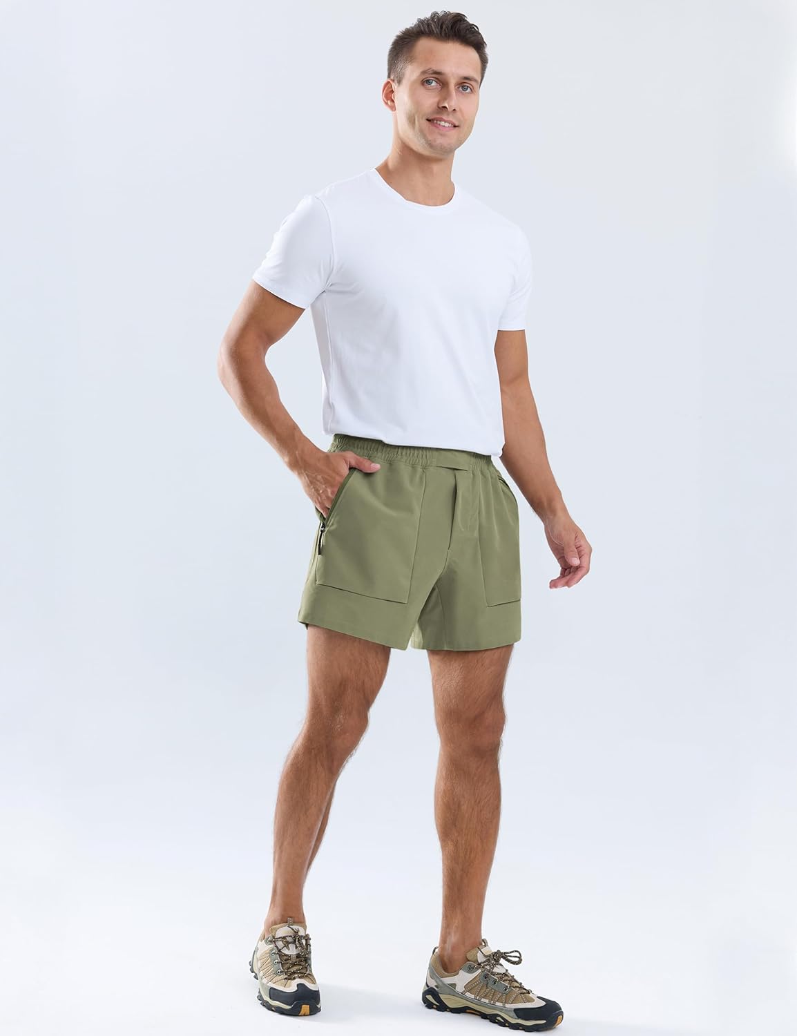 APTRO Men's Shorts Casual Hybrid Athletic 5'' Shorts Big Pockets with Adjustable Waist - Image 3