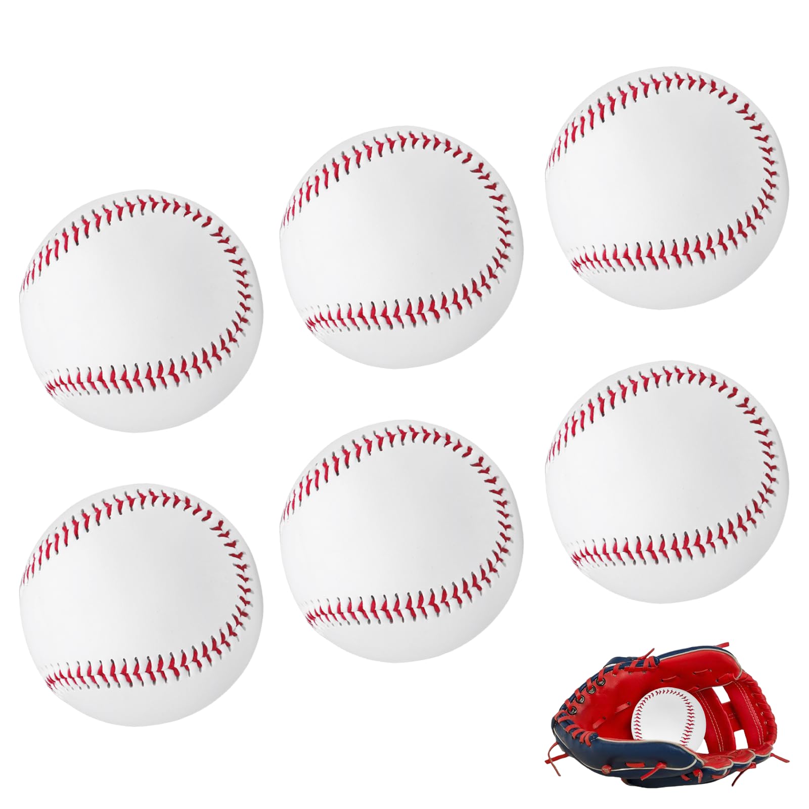 SPORWAY 6 Pezzi Palle da Baseball: 9" Pollici Fatti a Mano, Cucite a Mano, Morbide/Dure, per Allenamento Esercizio