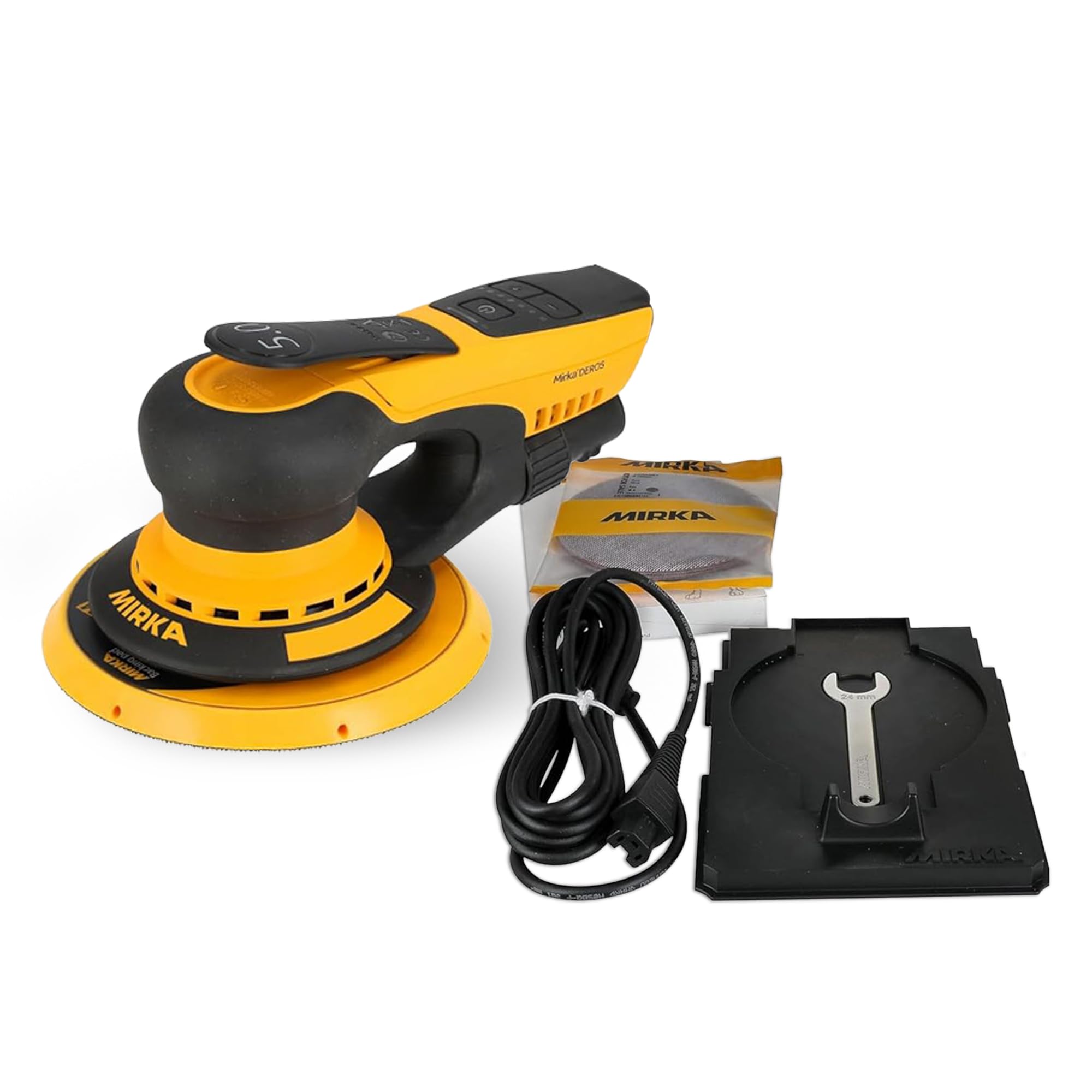 Photo 1 of Mirka DEROS II 650 Dust-Free Sander, 6 Inch Hook & Loop - 5.0mm Orbit Random Orbital Sander – 110V Electric Power Tool for Woodworking, Drywall, Automotive Car & Wood Sanding