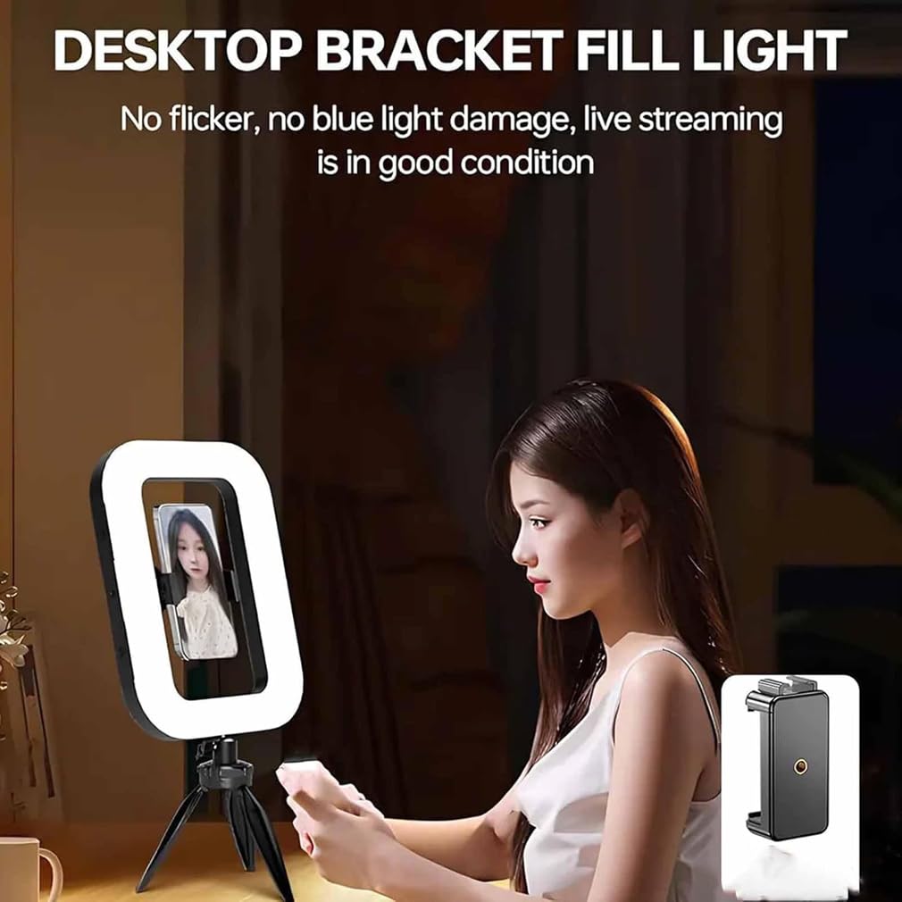 Rechargeable Selfie Portable Ring Light, LED Ringlicht mit Stativ Handy, Dimmbare Selfie Licht Ringleuchte, Tragbarer Telefonständer Selfie-Stick-Stativ mit Licht für Live-Stream,Makeup/Fotografie (C)