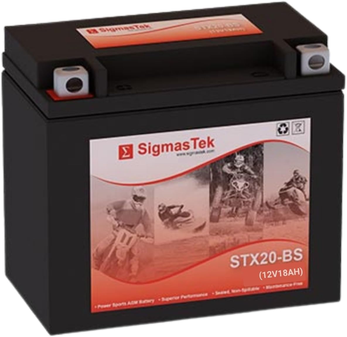 SigmasTek STX20-BS Motorcycle Battery