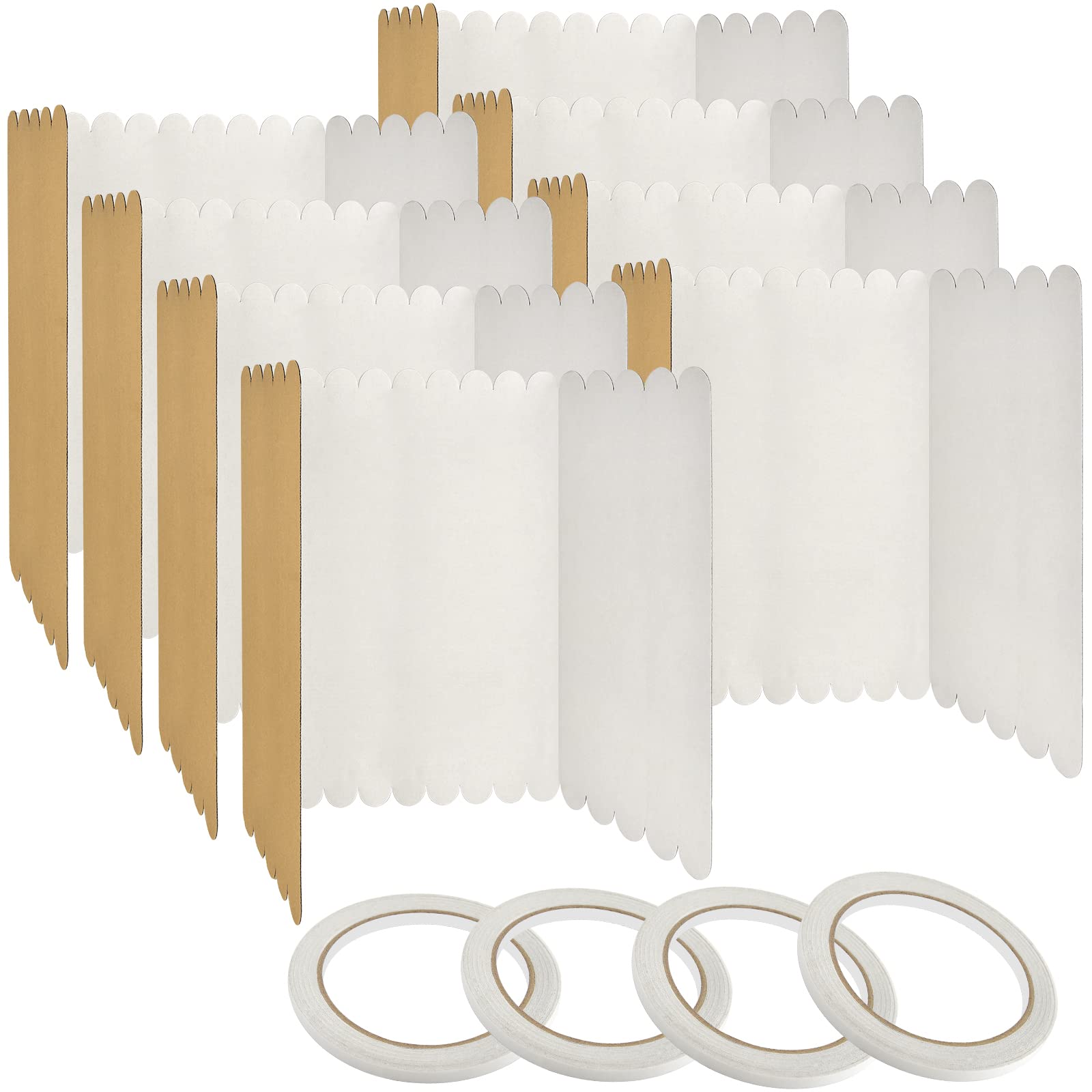 Photo 1 of 8 Pcs Tri Fold Poster Board Corrugated White Fold Presentation Board Portable Display Board with 4 Rolls of Double Sided Adhesive Tape for School Class Meeting Photo Exhibition (20 x 30 Inches)