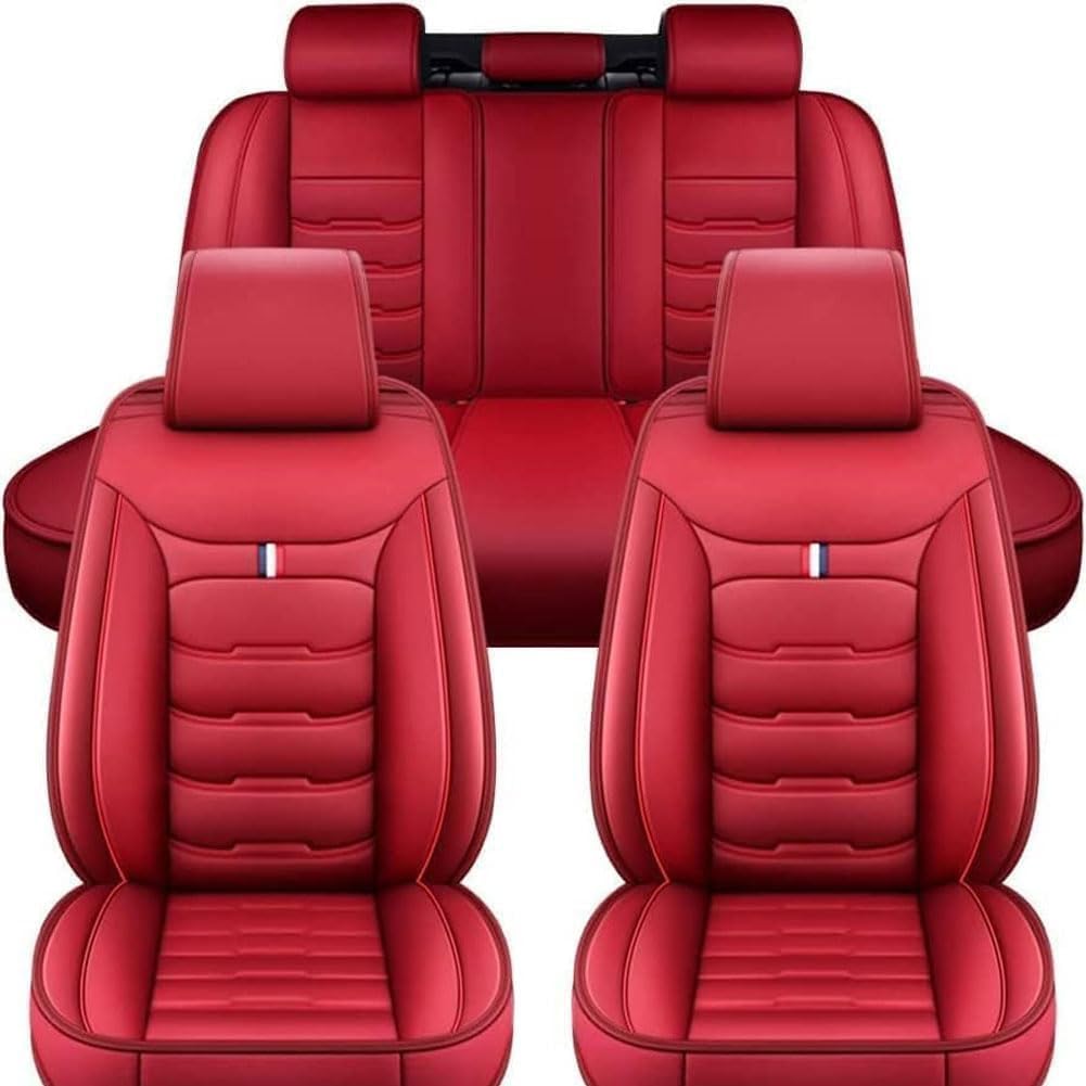 OTYKPXNVCar Seat Cover Sets For Jaquar XF 2009-2022, Full Set Leather Front Rear Covers Cushions Waterproof Breathable Protector Interior Accessories,Red