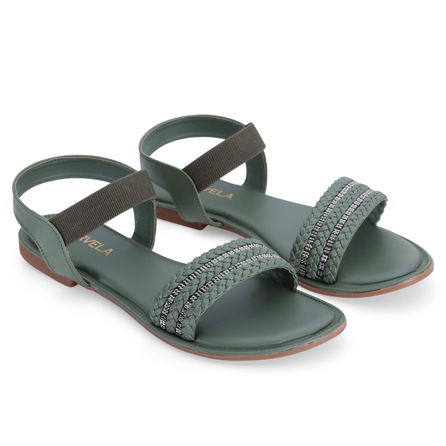 FORVELA Womens Flat Casual Stylish Fashion Sandal | Ethnic Footwear | Flat Sandal for women & Girls | Ladies Chappal (GREEN, numeric_5) (B0BNQV4JCS) Amazon Price History, Amazon Price Tracker