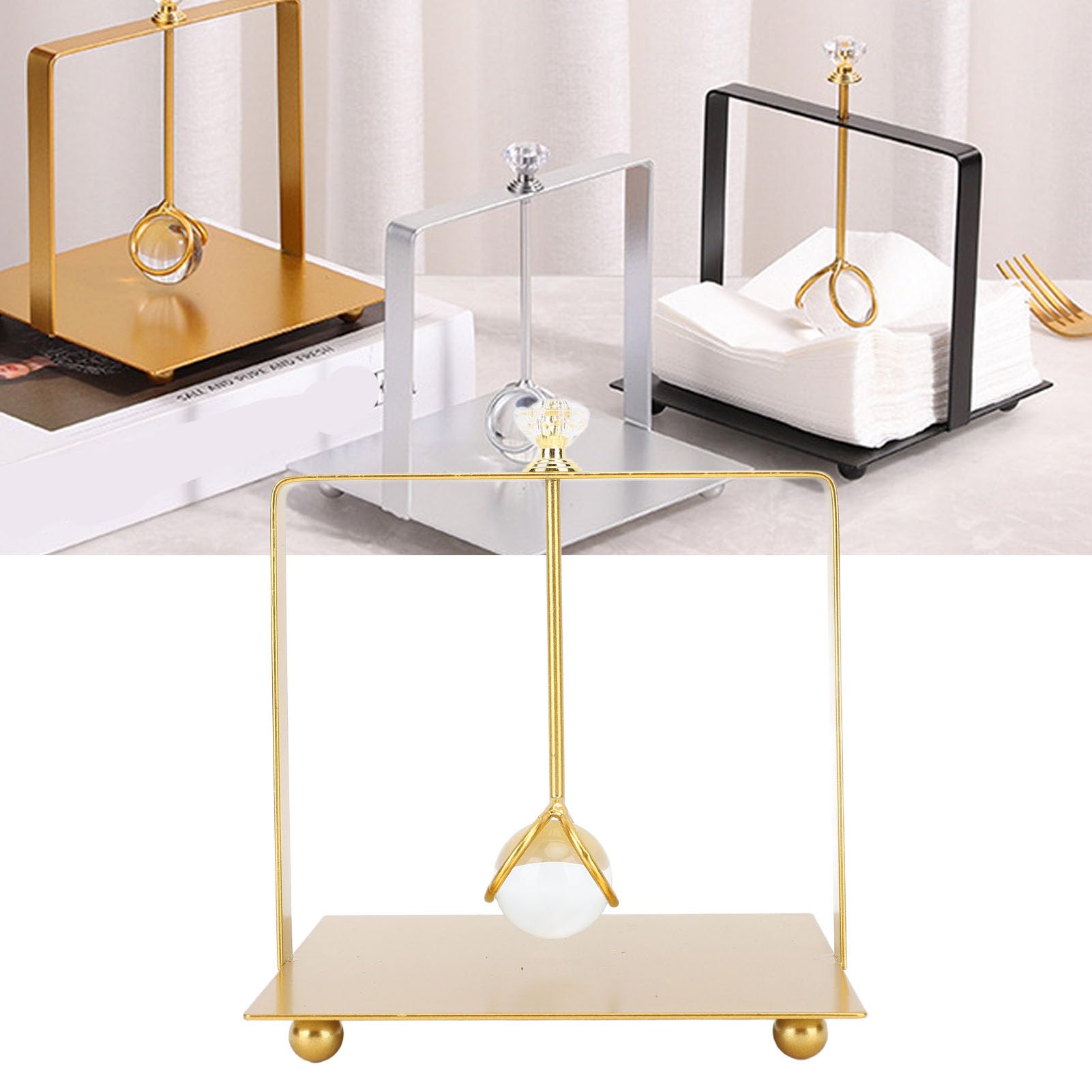 Servilletero de mesa, elegante servilletero de papel, versátil para hotel y cocina (dorado)