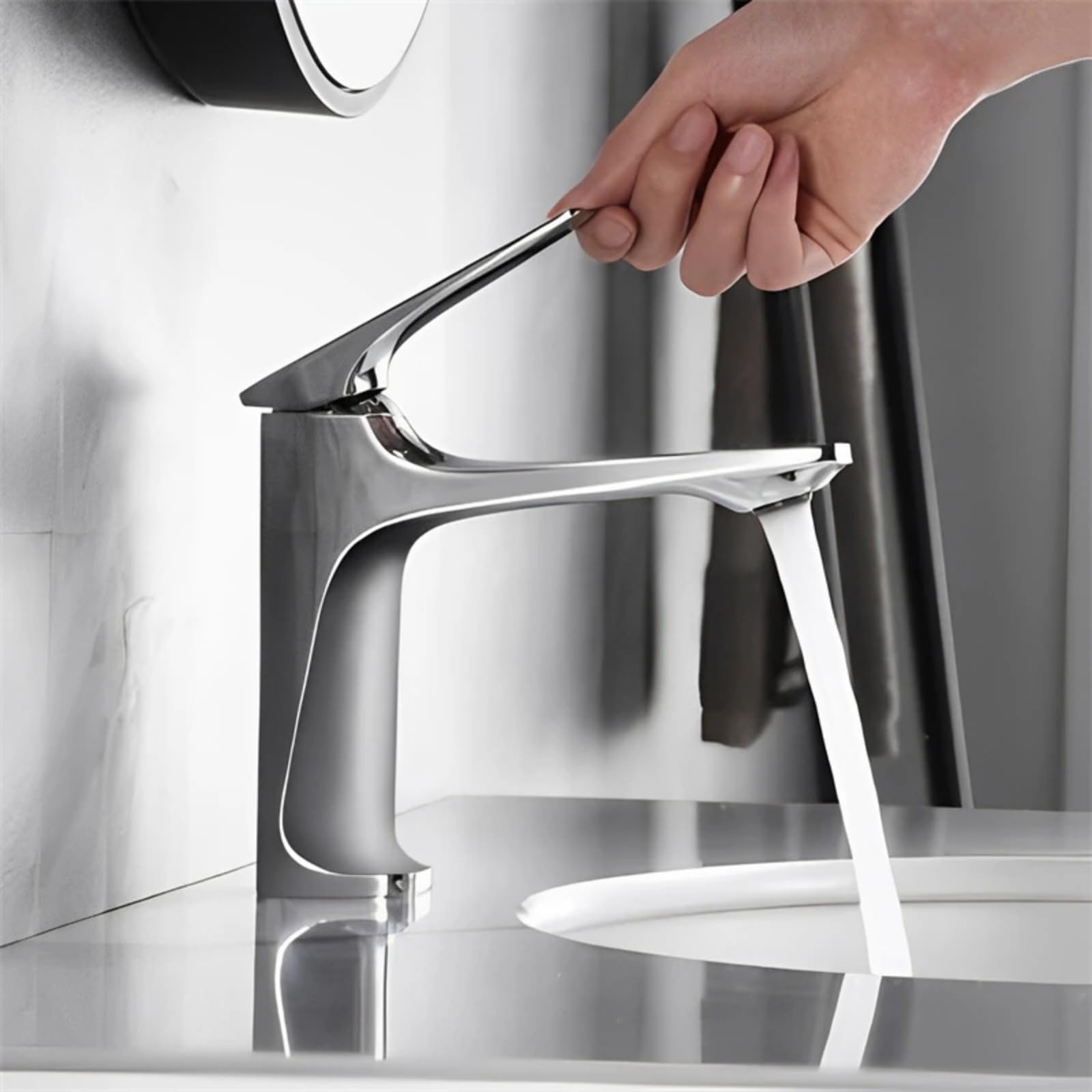 Robinet de lavabo anti-corrosion mitigeur eau chaude froide en laiton argent