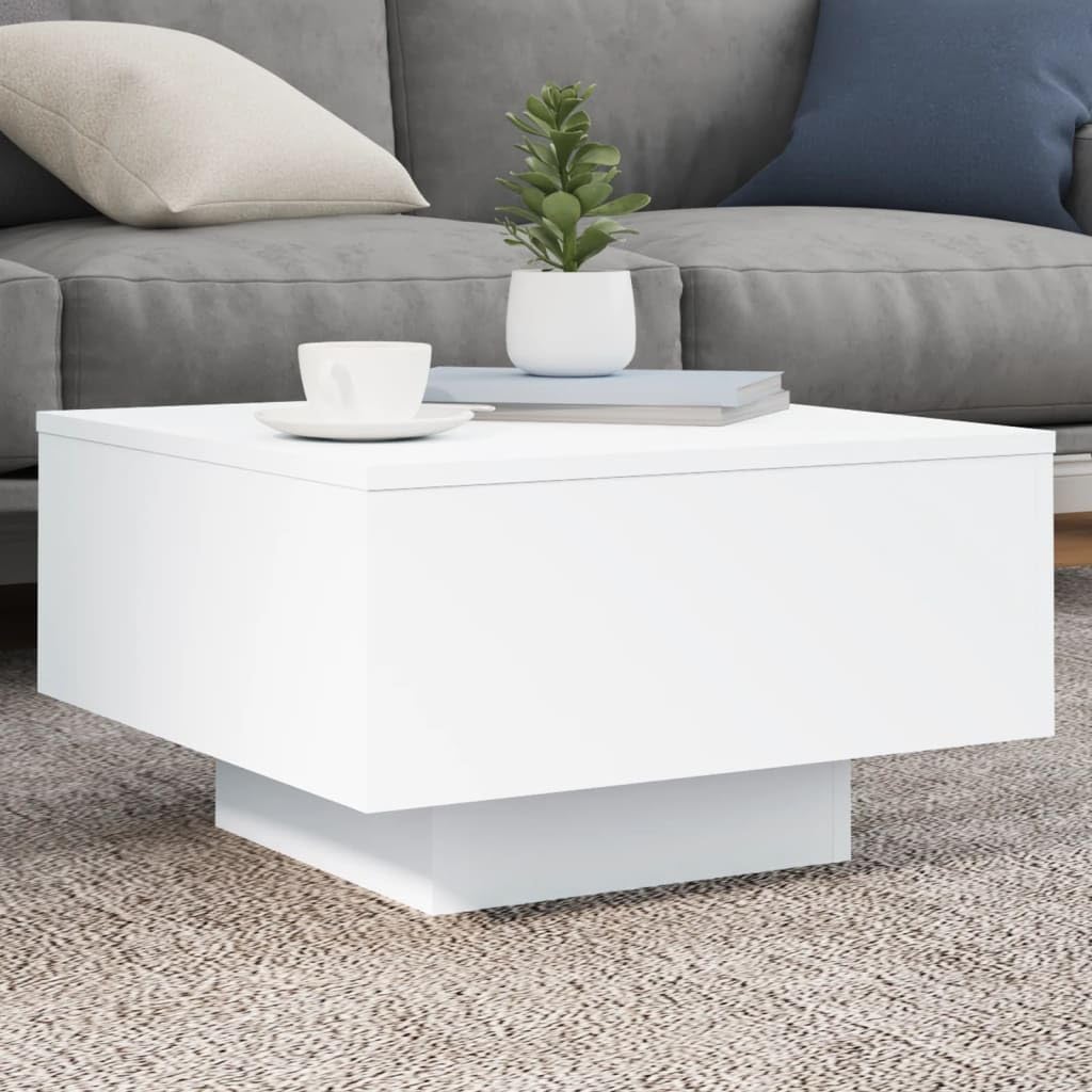 SXZenSpace White Coffee Table 55x55x31 cm Engineered Wood Small Centre Modern Side Sofa for Living Room, Bedroom or Hallway