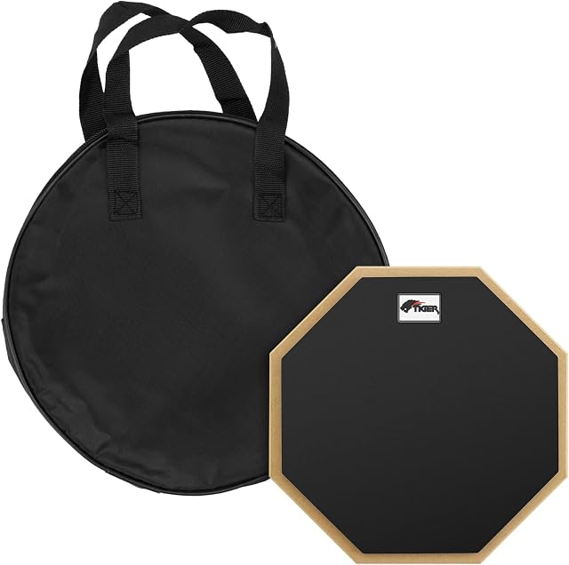 TIGER TDA4-10 10" Drum Practice Pad with Carry Bag - Desktop or Stand Mountable