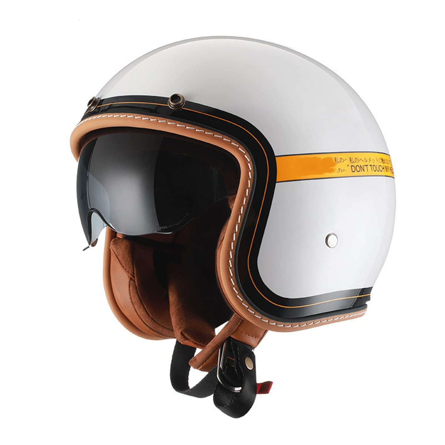 Vintage Casque Moto Jet,Casque Jet De Moto Vintage Casque Scooter Rétro De Moto Homologué ECE Casques Scooter Cruiser Mobylette De Moto