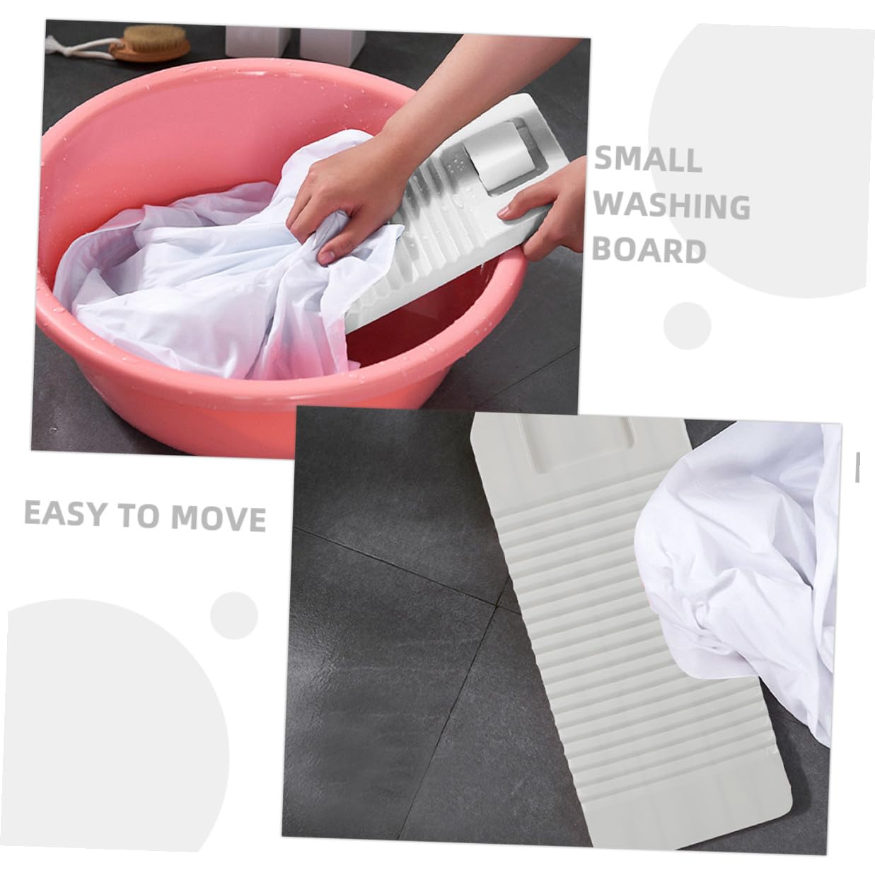 Tabla de Lavar sin Dañar la Ropa para Ropa de Plástico Abs Blanco, Resistente y Gruesa, Adecuada para Lavado Manual en Viajes y Camping