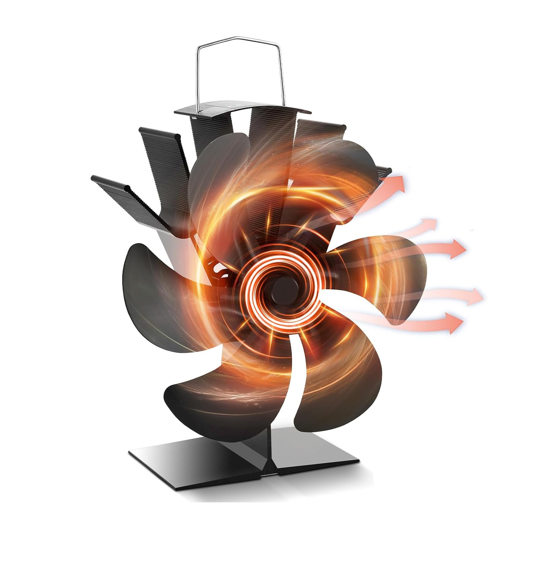 Yungeln Ventilador de Estufa de Leña, Ventilador Estufa Leña 6 Aspas, Ventilador Chimenea Leña no Eléctrico Ecológico, Ventilador para Estufa de Leña Silencioso para Estufa de Leña/Gas/Pellets