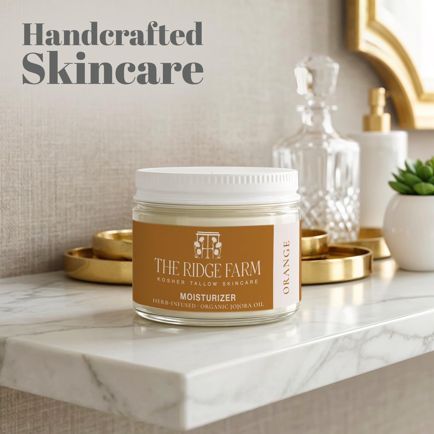 Organic Grass Fed Beef Tallow For Skin – Citrus Orange – Herb-Infused – Kosher Beef Tallow Balm, Handmade Natural Moisturizer For Face + Body Butter - 2 Oz.