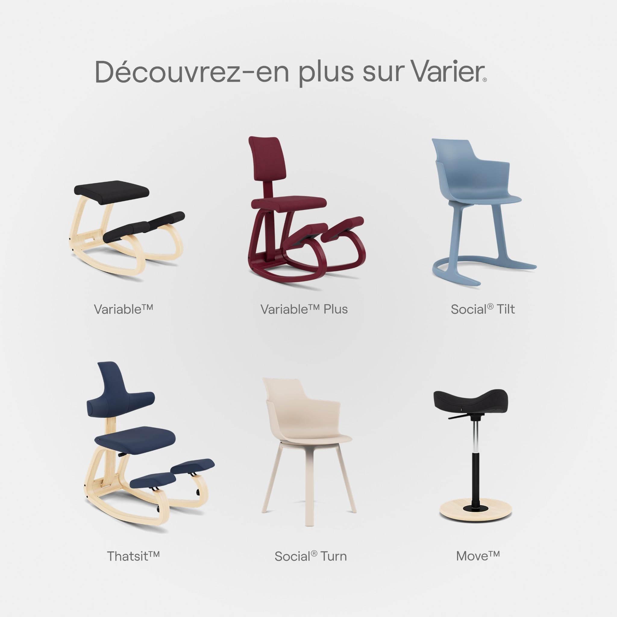 Varier Variable Plus Chaise Ergonomique à Genoux avec Dossier Noir/Noir – Chaise de Bureau Design Favorisant Le Mouvement, Posture Active et Confort – Garantie Qualité 10 Ans