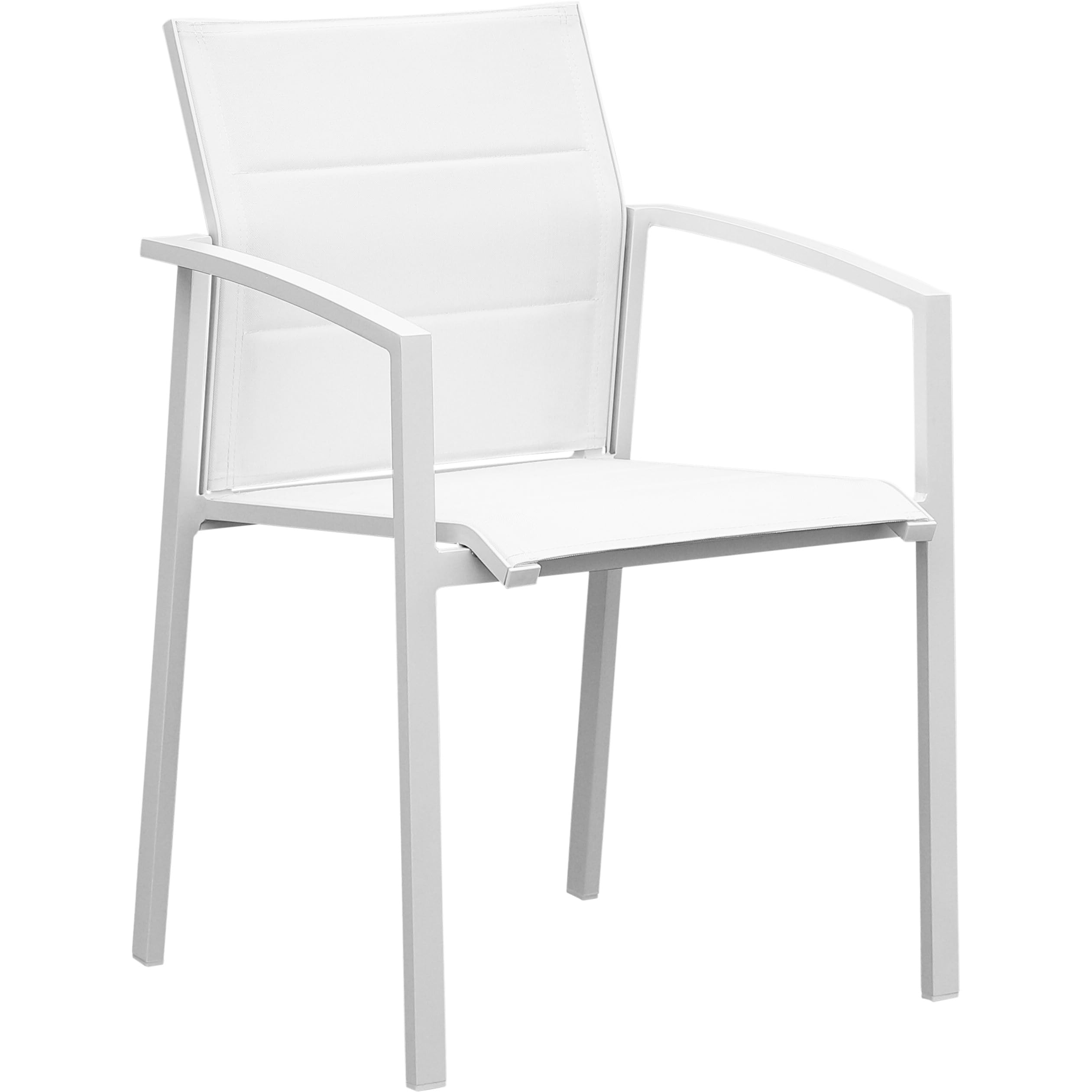 Silla Comedor de Aluminio para jardín, terraza o Exterior. Apilable. Aluminio Blanco y textilene (Blanco)