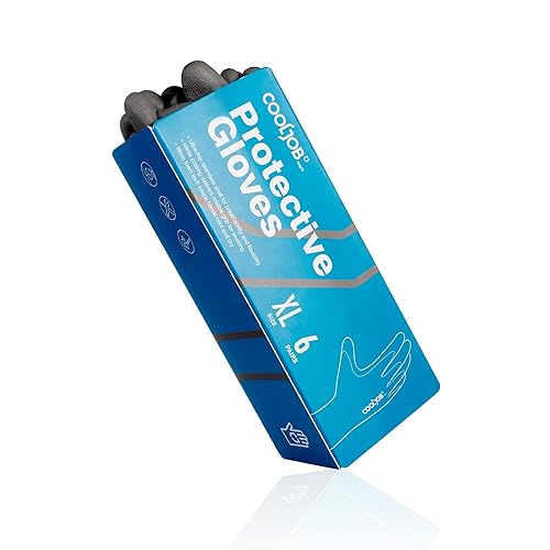 Miniatura 7 de COOLJOB Guantes de trabajo de seguridad de nitrilo de microespuma con dedos para pantalla táctil, 6 pares de guantes de trabajo ligeros para manos