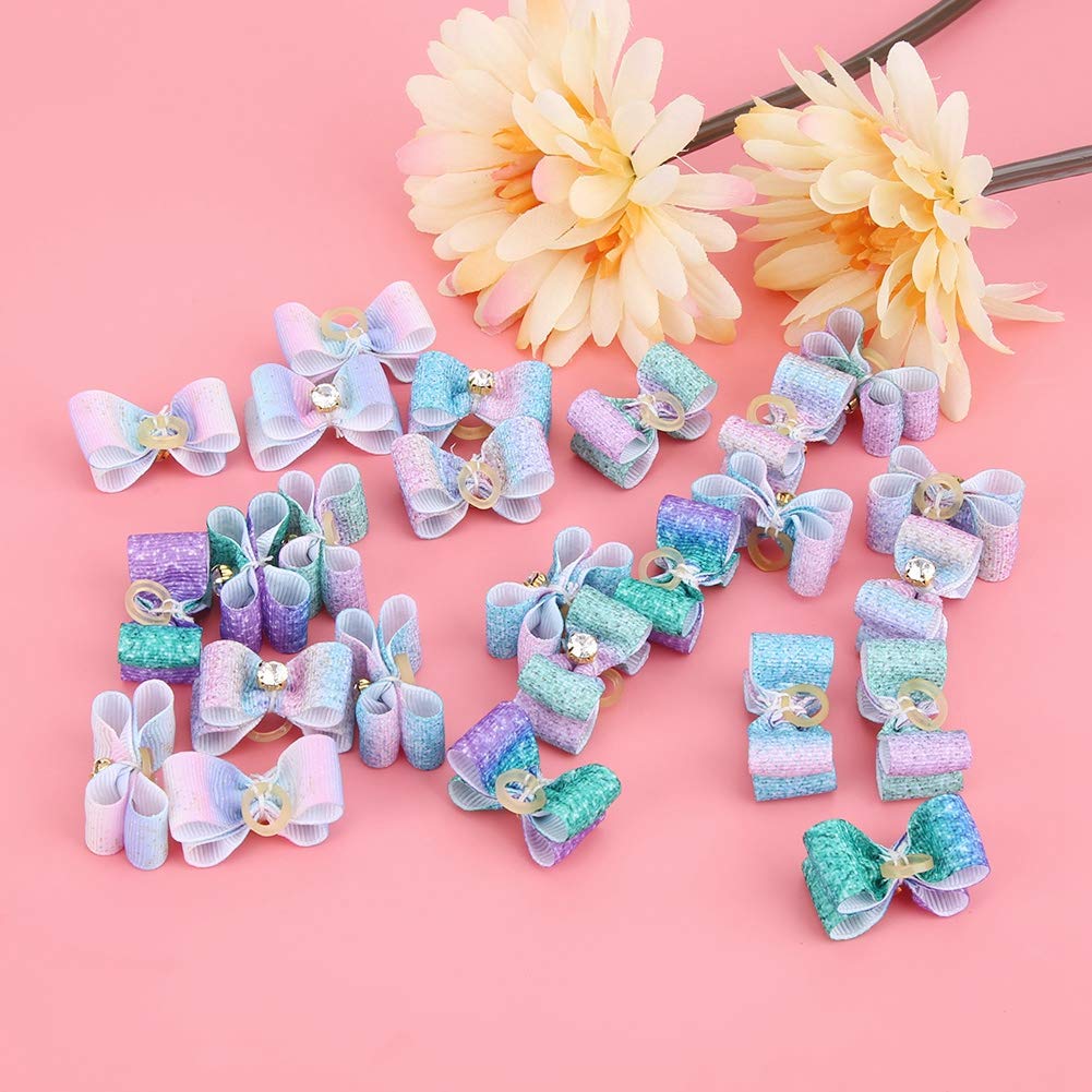Arrderly 30 Stuks Huisdierhaaraccessoires – Haarstrikjes Met Elastiek, Botvormige Clips – Kleurrijk, Satijn – Voor Kleine Honden, Katten En Poppen
