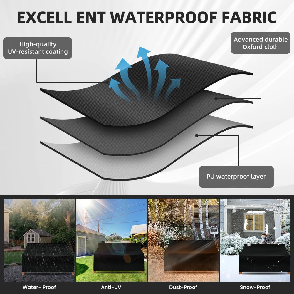 Housse de Banc Jardin 2 Places Vicloon Tissu Oxford Imperméable Anti-UV Protection Extérieur
