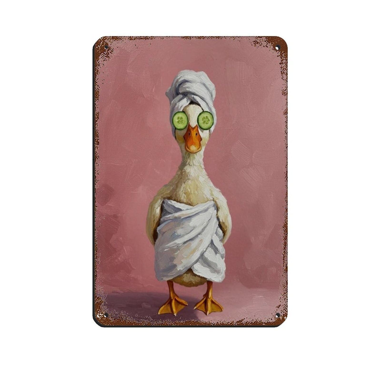 Bathroom Spa Art, Duck Duckling, Décor Art Tin Sign Vintage Metal Pub Club Cafe Bar Home Wall Art Decoration Poster Retro 8x12inch(20x30cm)