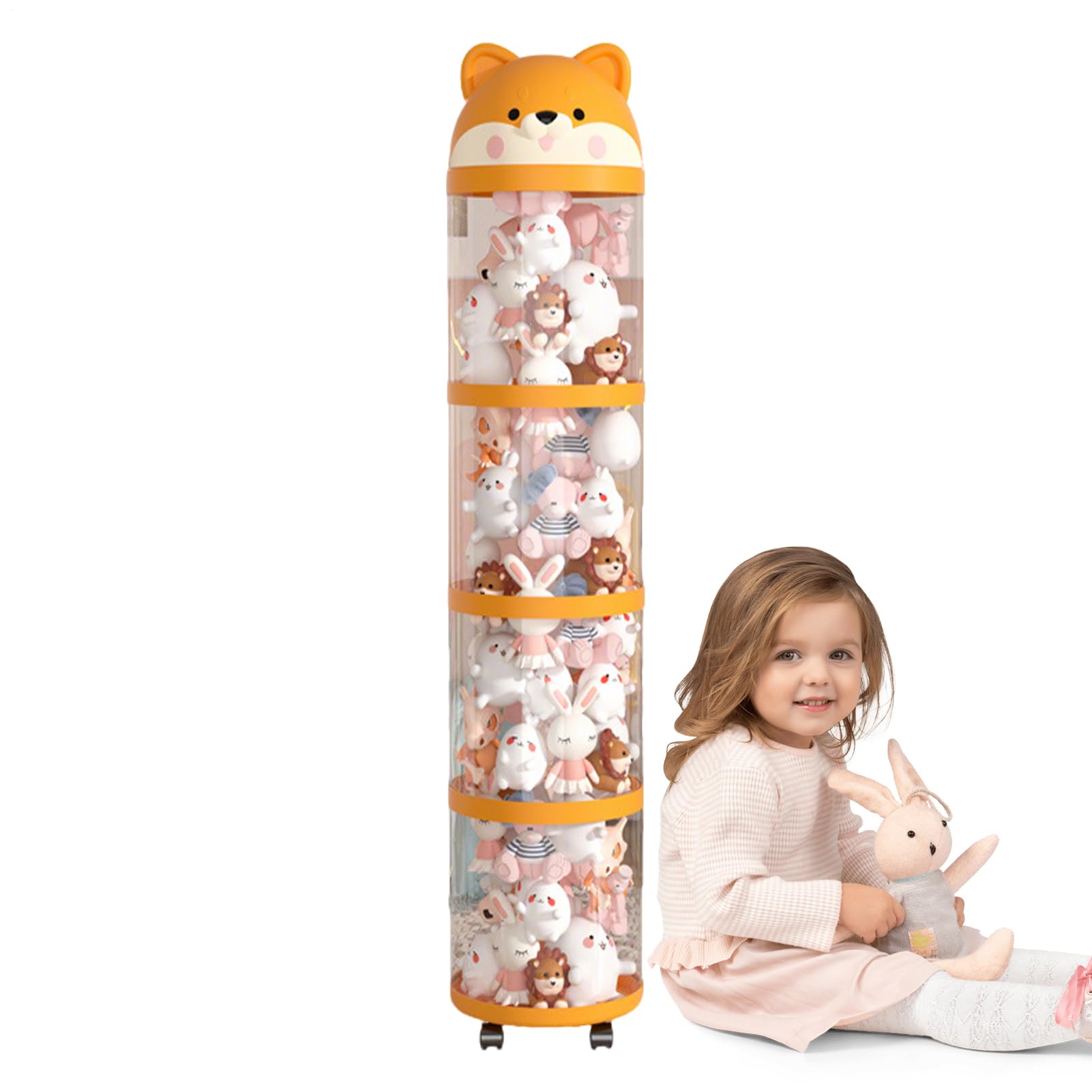 Organizer na Pluszaki Klatka Na Pluszowe Lalki I Zabawki | Duża Pojemność Urocza Wieża Z Kołami, Przechowywacz Pluszaków Do Organizacji Domowej Do Pokoju Dziecięcego I