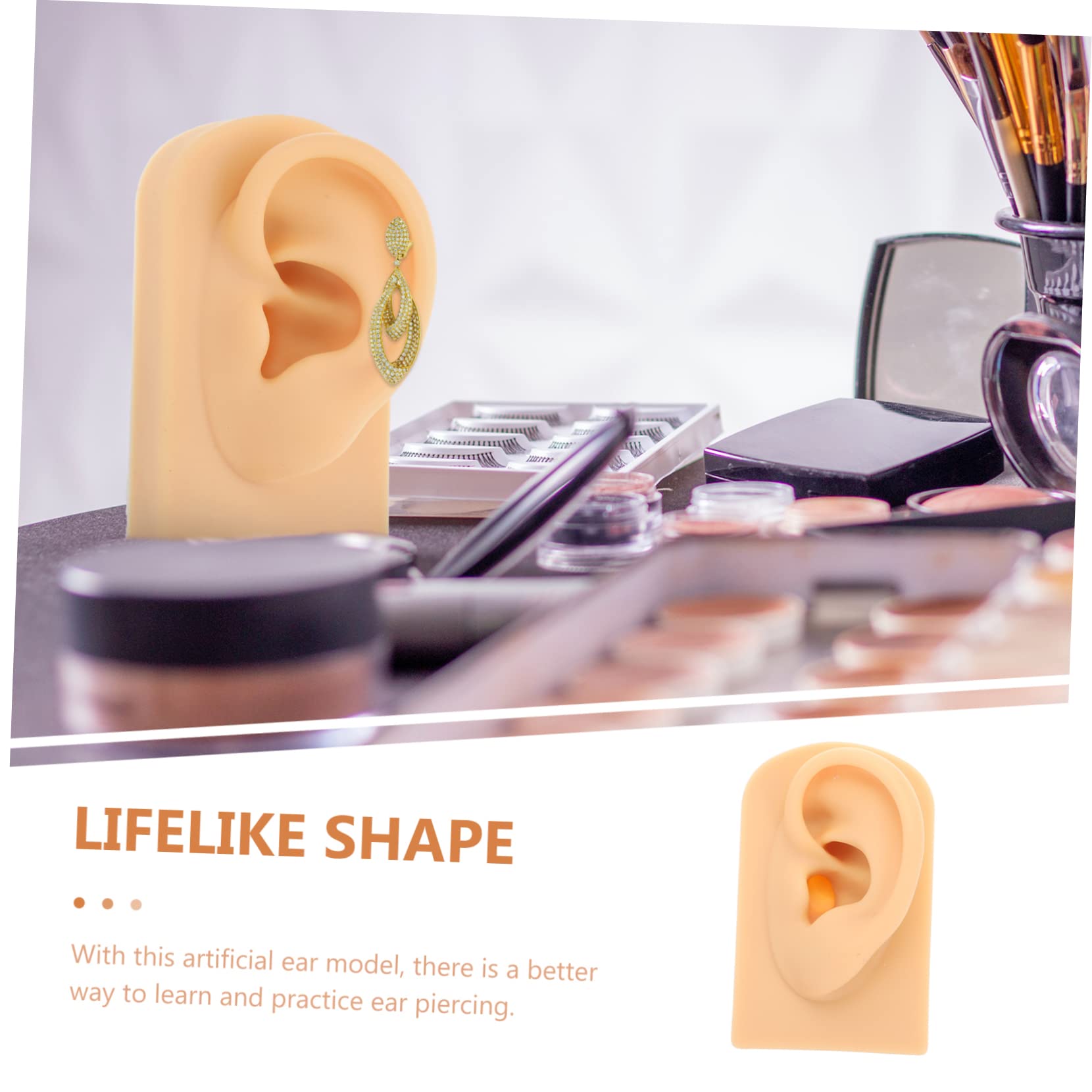 NULYLU Human Ear Model for Practice Flexible Silicone Ear Dummy Training Tool for Ear Piercing and Jewelry Display